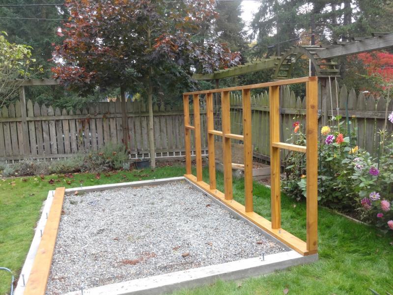 Stained all the cedar before building the walls. North wall